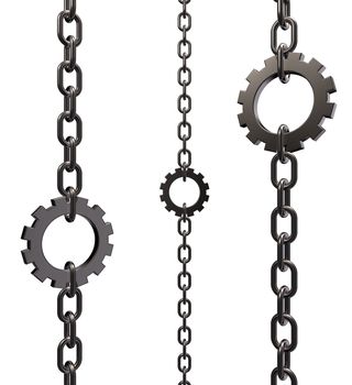 gear wheel as piece of a chain on white background - 3d illustration