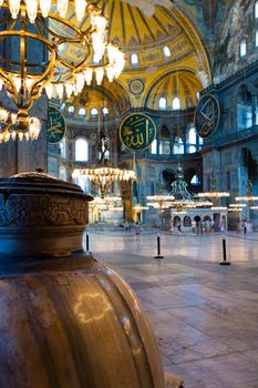 In 16th century huge marble jar was taken from Pergamum to Hagia Sophia, Istanbul, Turkey and has ancient Greek origin. It was used to serve sherbet to the people.