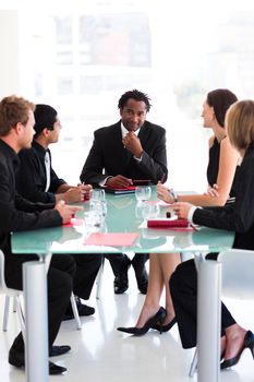 International business team interacting in a meeting