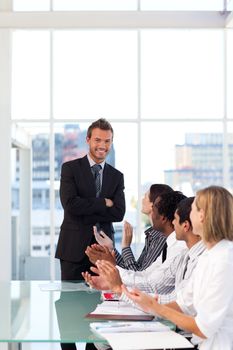 Young businessman having success in a meeting