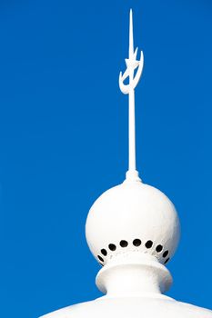 Turkish white painted old lightning conductor with star and crescent.