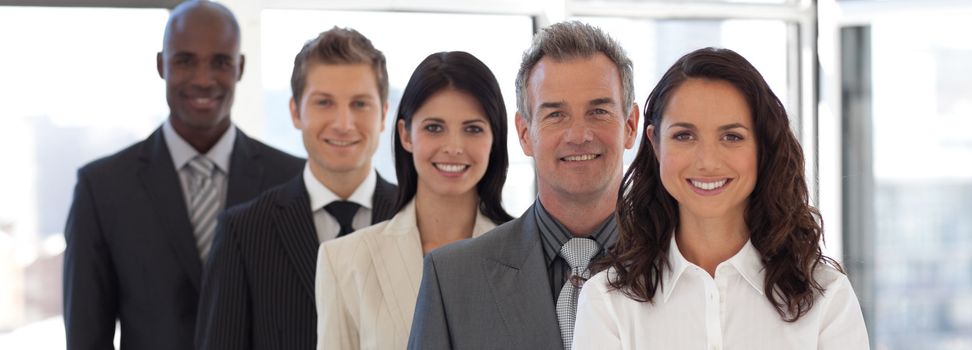 Business woman leading a young  business team