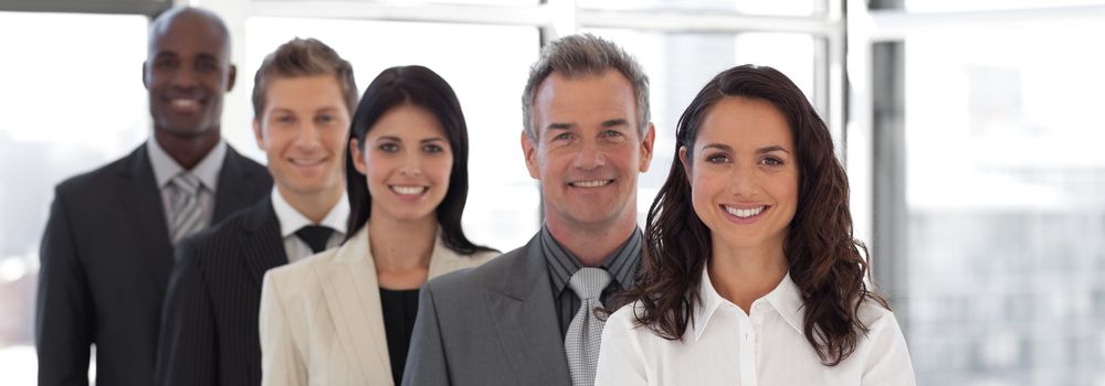 Business woman leading a young  business team