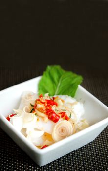 spicy squid seafood dish , asian spicy food