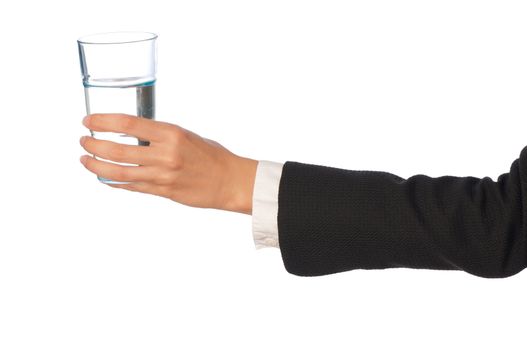 woman giving a glass with water to patient