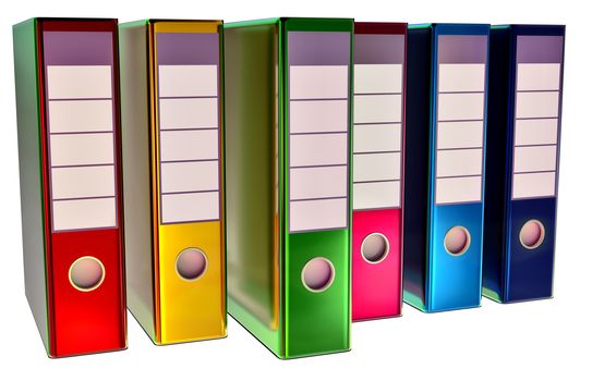 red, yellow, blue, green and magenta folders stores important documents on abstract background