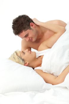 loving young Couple relaxing on bed 