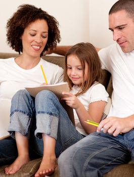 Family playing together at home