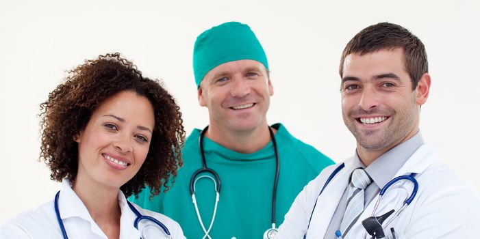 Group of doctors looking at the camera at the hospital