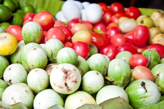 green eggplant and tomato