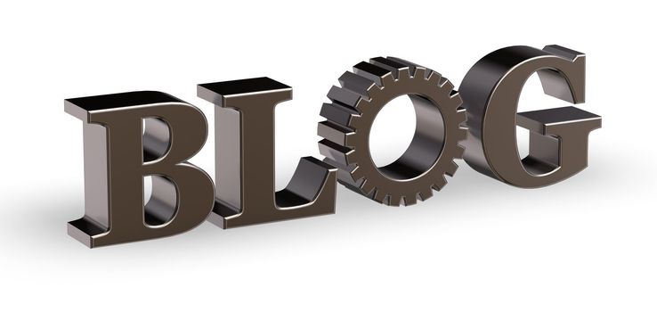 the word blog with gear wheel - 3d illustration