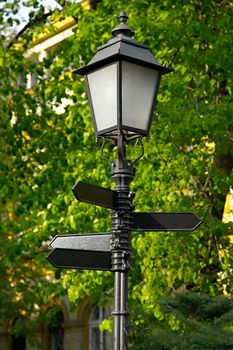 Blank direction sign in a park