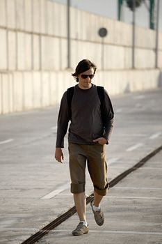 Man portrait in an industrial area