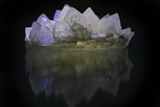Crystals of gypsum deep in cave in Romania