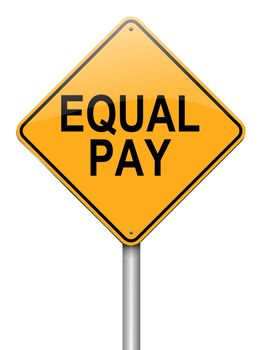 Illustration depicting a roadsign with an equal pay concept. White background.