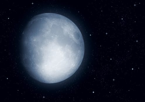 Full moon in the night black sky