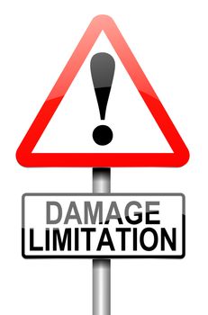 Illustration depicting a roadsign with a damage liability concept. White background.