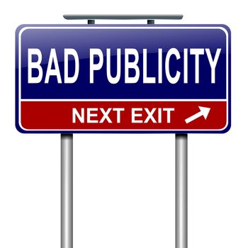 Illustration depicting a roadsign with a bad publicity concept. White background.