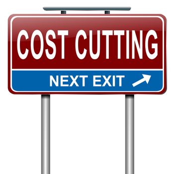 Illustration depicting a roadsign with a cost cutting concept. White background.