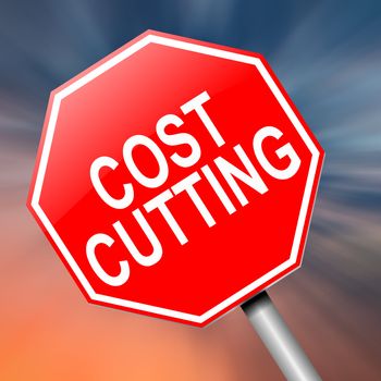 Illustration depicting a roadsign with a cost cutting concept. Abstract background.