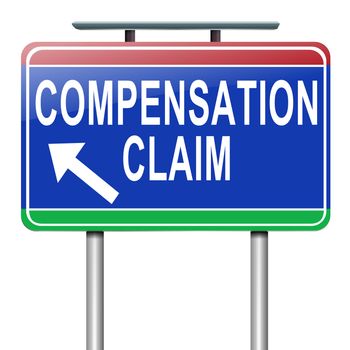 Illustration depicting a roadsign with a compensation claim concept. White background.