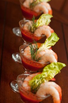 Shrimp cocktails during a party