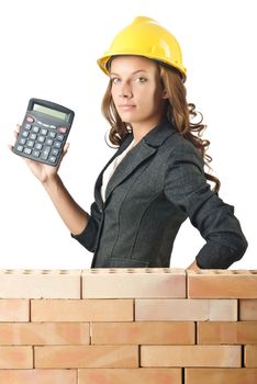 Expensive construction concept with woman