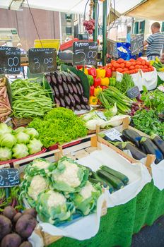 Fruits and vegetables at the market stall