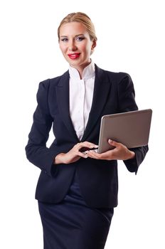 Woman businessman isolated on the white