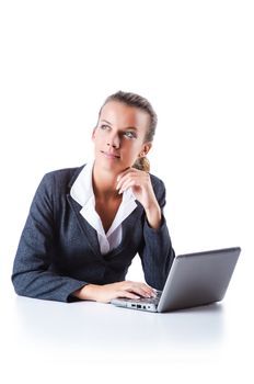 Young businesswoman working on laptop