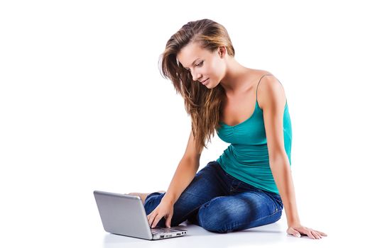 Student studying with his laptop