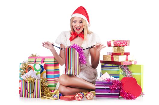 Young woman in christmas shopping concept