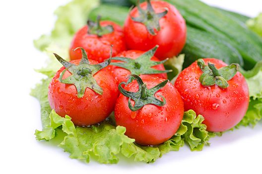 Tomatoes and cucumbers ready for salad