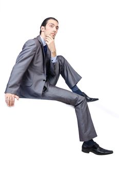 Man sitting on virtual chair