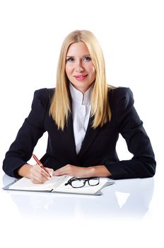 Businesswoman isolated on the white