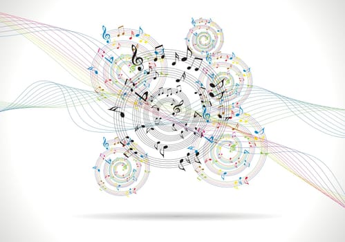 abstract music background with musical notes on white