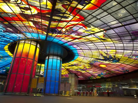 KAOHSIUNG CITY – CIRCA APRIL 2010: The Dome of Light at Formosa Boulevard Station, the largest glass work in the world at the central station of Kaohsiung subway system in Kaohsiung City, Taiwan circa April 2010.