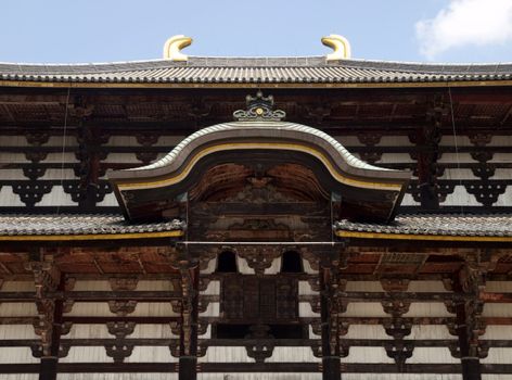 Detail of the Main Hall of Todaiji Temple in Nara, Japan