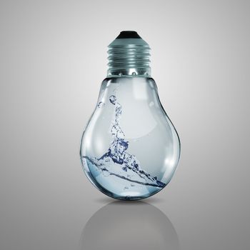 Electric light bulb with clean water inside it