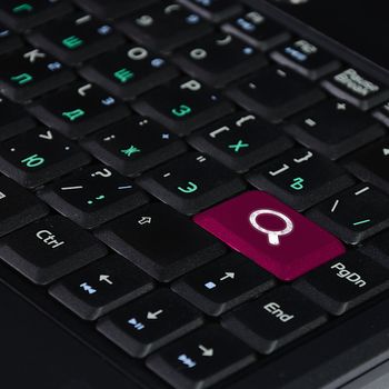 Computer keyboard with search and solution found  symbol