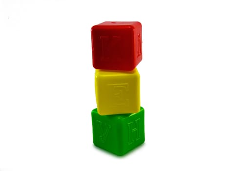 colored cubes for children on a white background