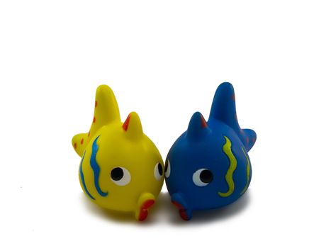 children toy fish on a white background