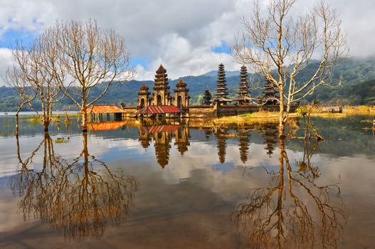 Balinese temple on Tamblingan lake, Indonesia, Bali