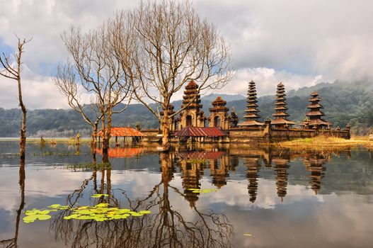 Balinese temple on Tamblingan lake, Indonesia, Bali
