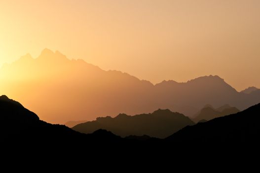 Egyptian stone desert yellow sunset, Egypt, Africa