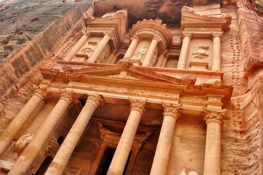 Al Khazneh view - the treasury of Petra ancient city, Jordan