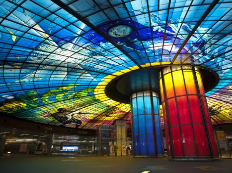 KAOHSIUNG CITY – CIRCA APRIL 2010: The Dome of Light at Formosa Boulevard Station, the largest glass work in the world at the central station of Kaohsiung subway system in Kaohsiung City, Taiwan circa April 2010.