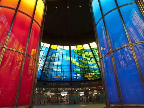 KAOHSIUNG CITY – CIRCA APRIL 2010: The Dome of Light at Formosa Boulevard Station, the central station of Kaohsiung subway system in Kaohsiung City, Taiwan circa April 2010.