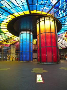 KAOHSIUNG CITY – CIRCA APRIL 2010: The Dome of Light at Formosa Boulevard Station, the largest glass work in the world at the central station of Kaohsiung subway system in Kaohsiung City, Taiwan circa April 2010.