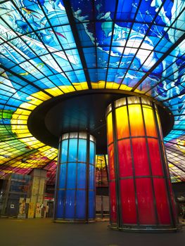 KAOHSIUNG CITY – CIRCA APRIL 2010: The Dome of Light at Formosa Boulevard Station, the largest glass work in the world at the central station of Kaohsiung subway system in Kaohsiung City, Taiwan circa April 2010.